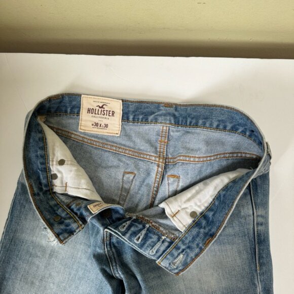 Hollister Jean Cut Off Shorts High Waist Button Fly Raw Hem Distress Stretch 30 - Picture 5 of 16
